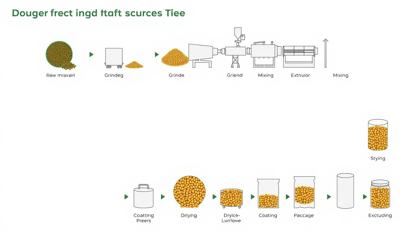 Complete dog food pellet manufacturing process diagram Complete dog food pellet manufacturing process diagram