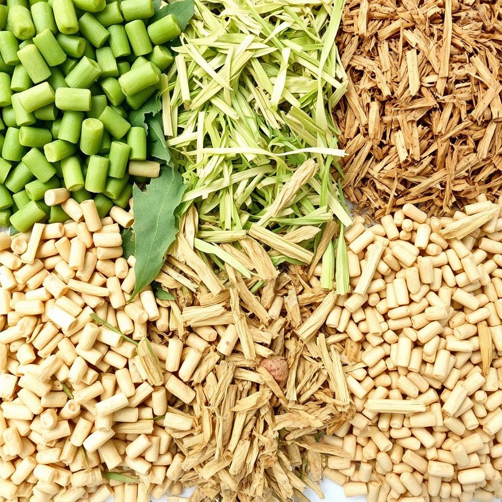 Forage and roughage materials for feed pellets