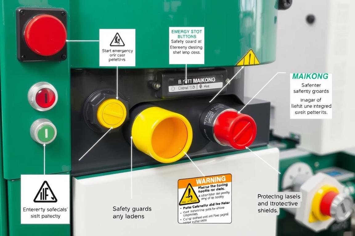 MAIKONG pelletizer safety features including emergency stops and guard systems