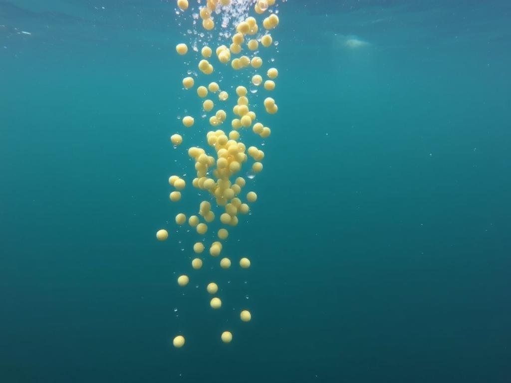 Sinking fish feed pellets underwater Sinking fish feed pellets underwater