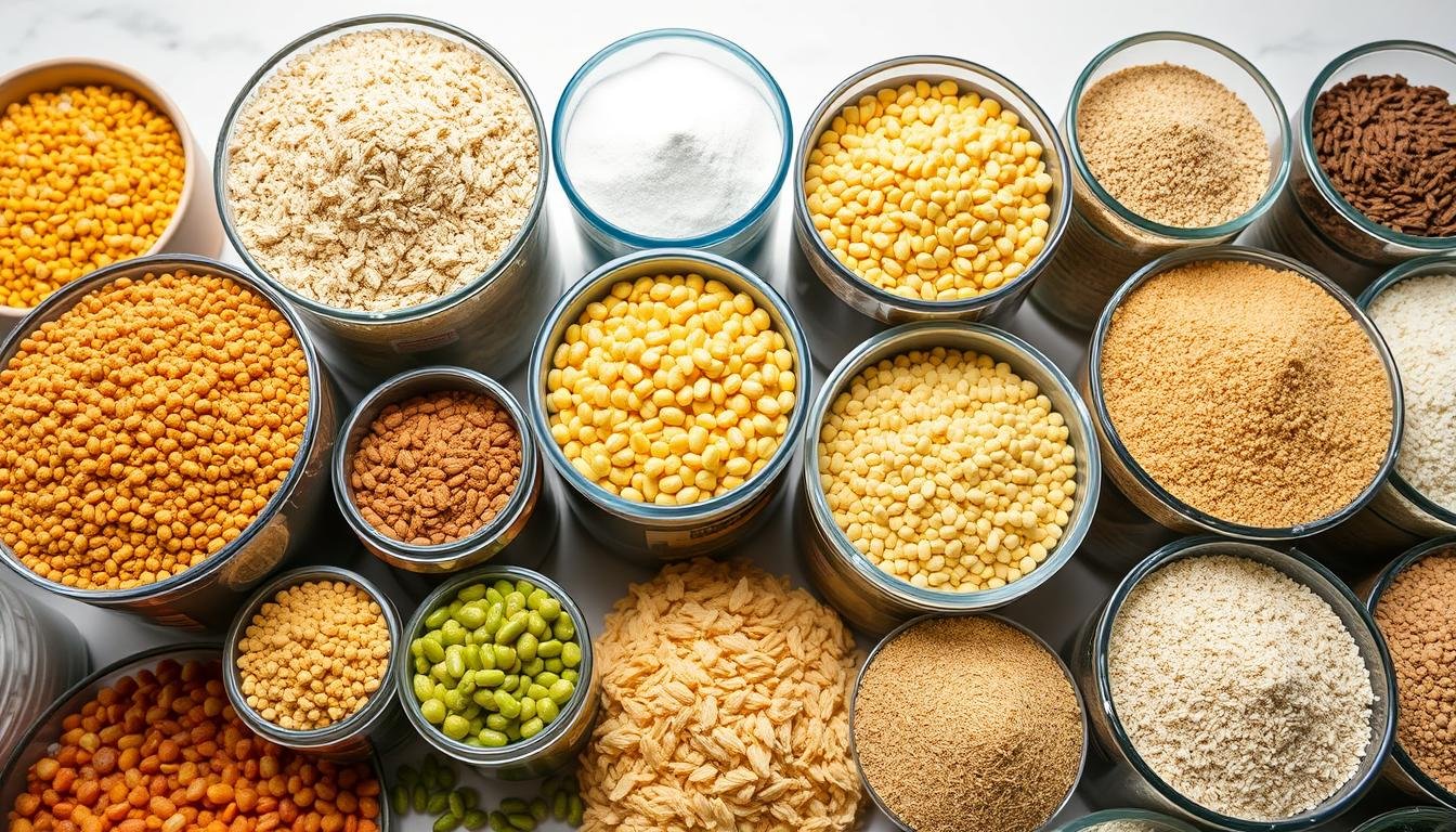 Various raw materials used in fish feed production Various raw materials used in fish feed production