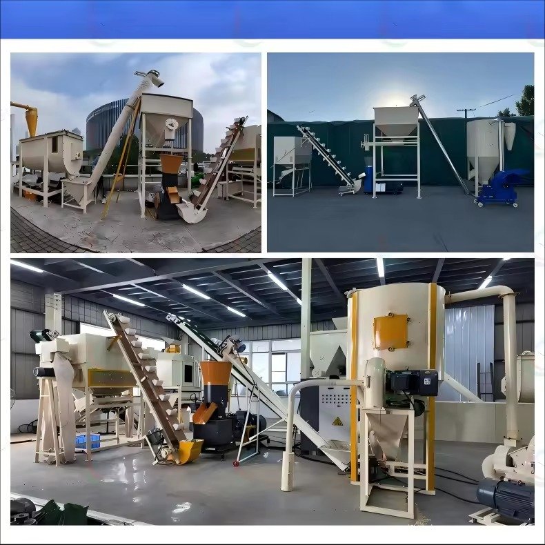 Modern feed pellet machine producing calf starter pellets in South African farming facility