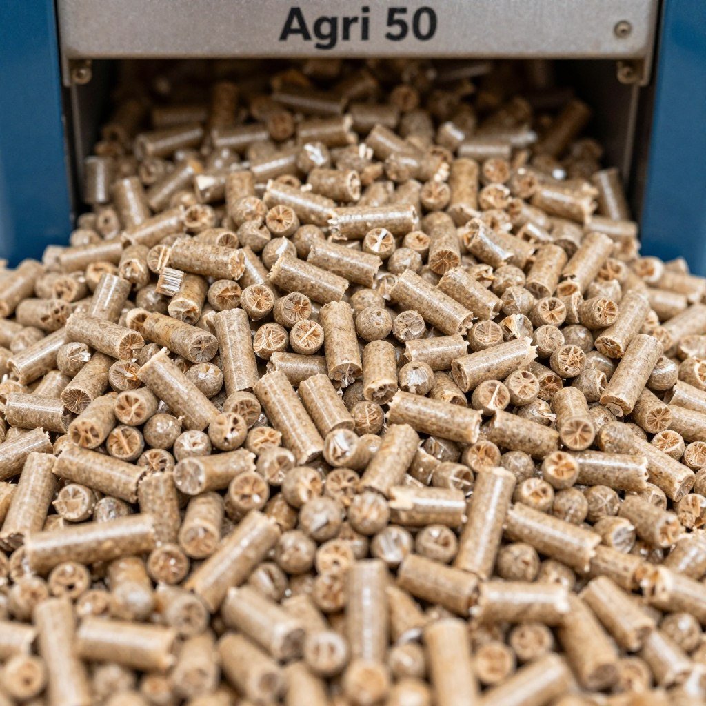 Biomass wood pellets produced using Agri 50 pelleting machine