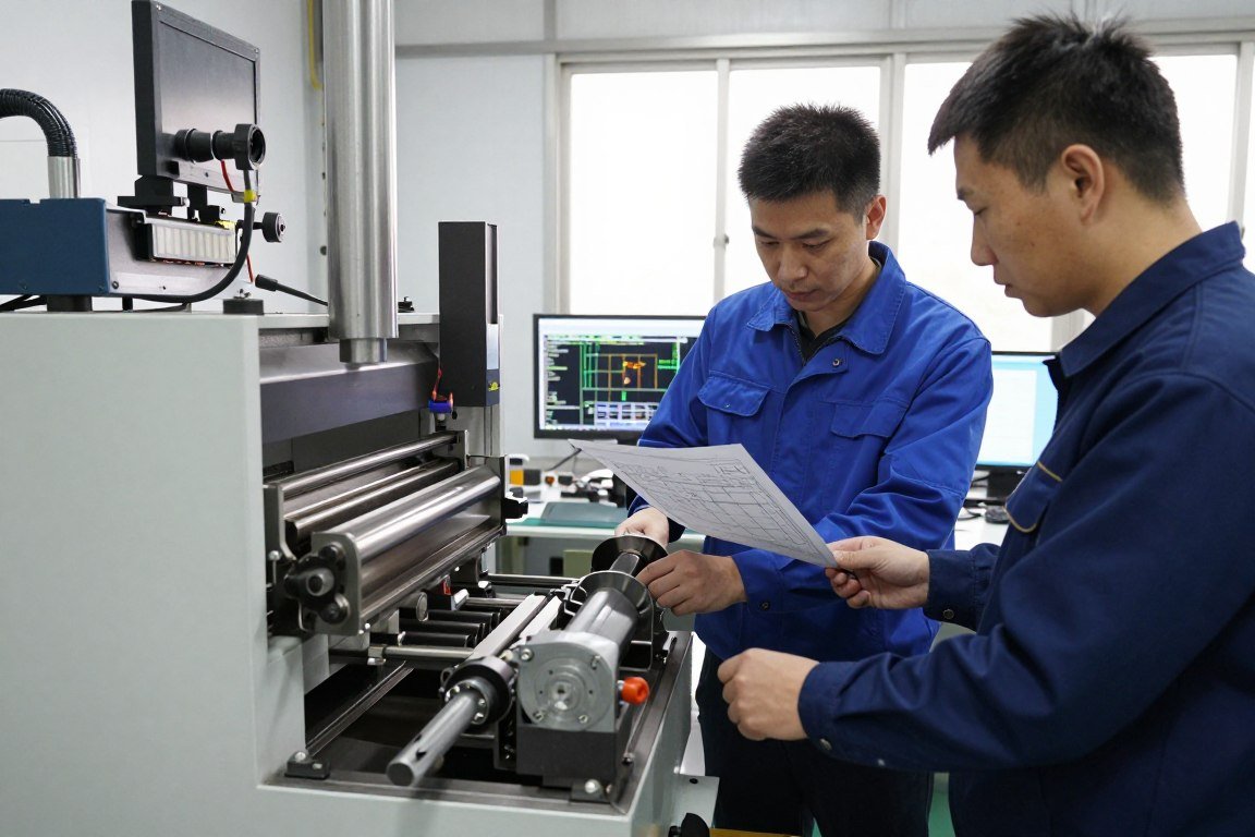 MAIKONG engineers customizing a pellet making machine for specific client requirements