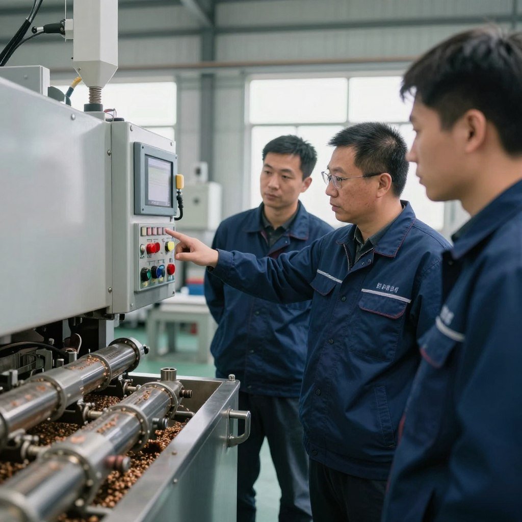 MAIKONG providing operator training for feed pellet machine