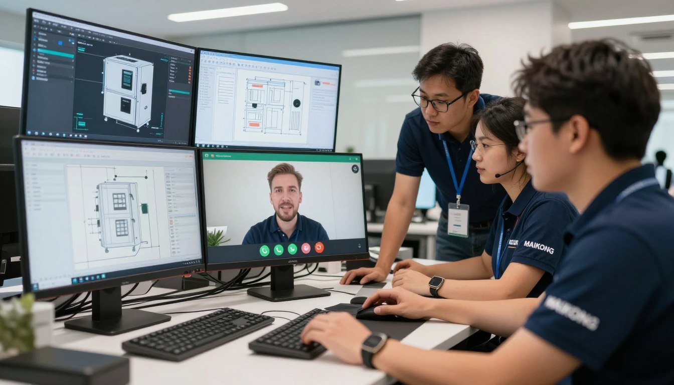 MAIKONG technical support team providing remote assistance via WhatsApp to South African clients