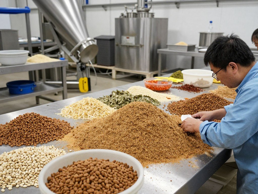 Raw material preparation for dog feed pellet production Raw material preparation for dog feed pellet production