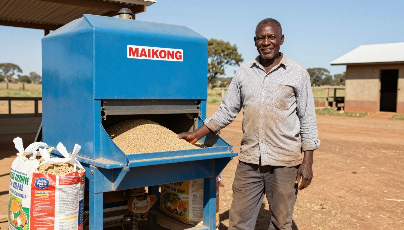 Satisfied South African farmer with MAIKONG small feed pellet machine