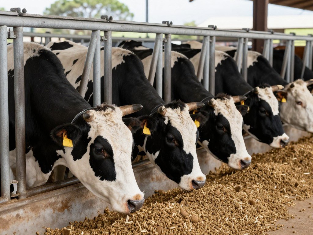 Cattle Feed Pellet Machine for Beef Fattening in South Africa 1 Cattle eating feed pellets from MAIKONG machine