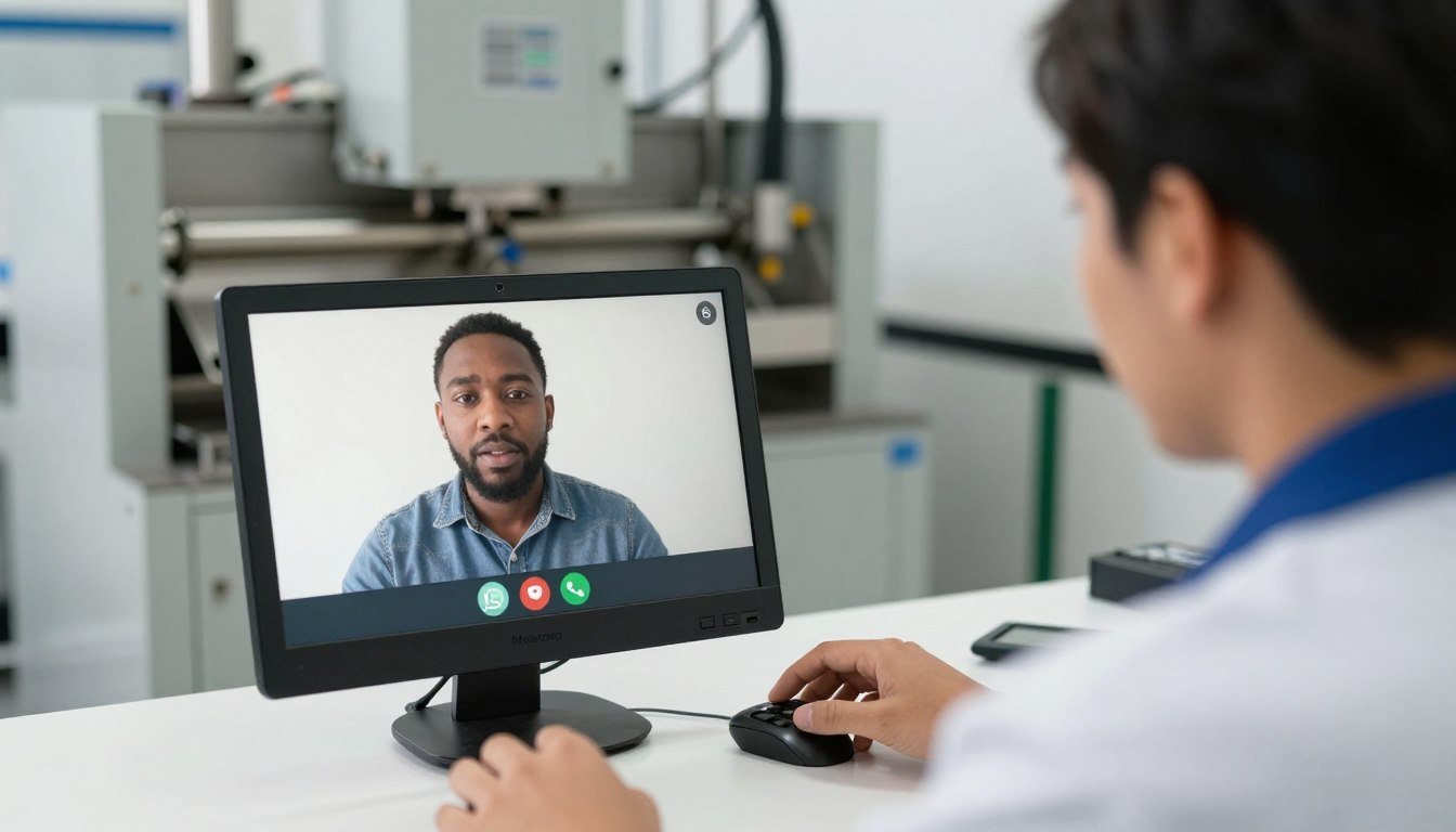 MAIKONG technician providing remote support via WhatsApp to a South African client