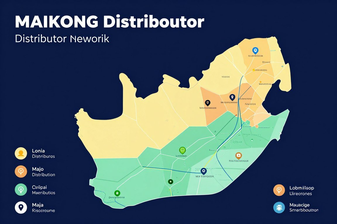 Distribution network map showing MAIKONG coverage in South Africa Distribution network map showing MAIKONG coverage in South Africa