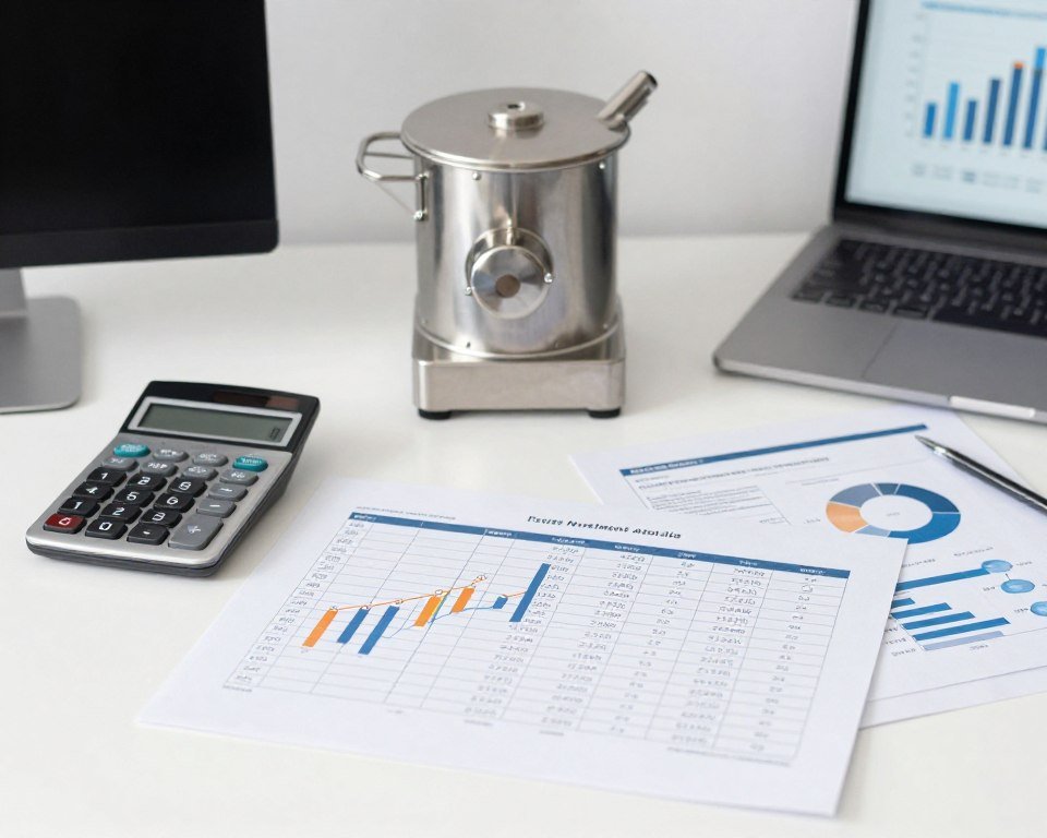 Financial calculator and ROI analysis documents for pellet machine investment