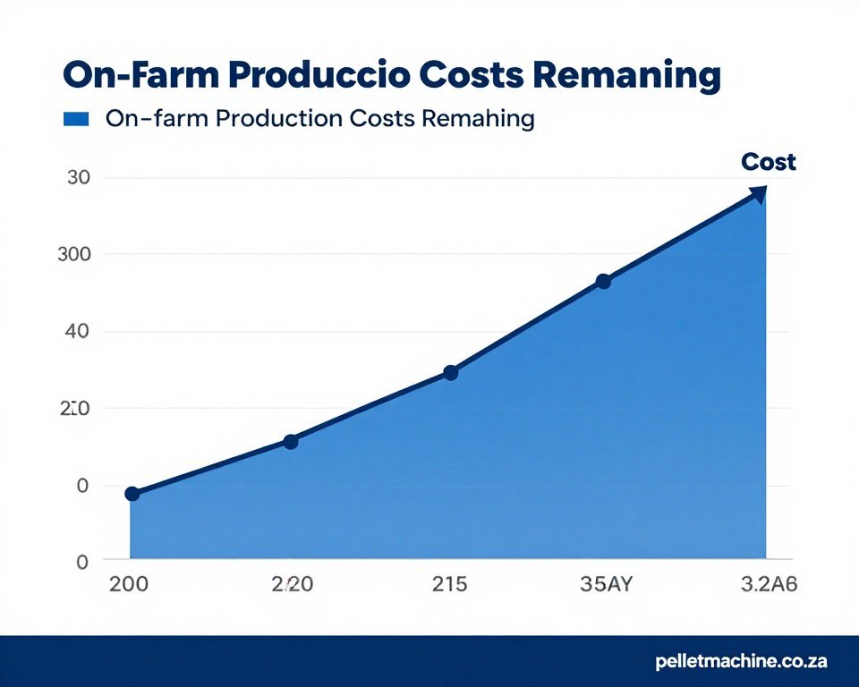 Graph showing cost savings over time with on-farm pellet production