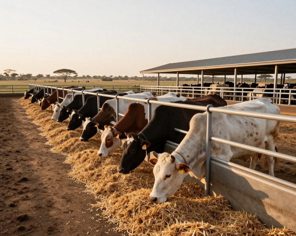 Cattle feedlot in Limpopo using custom feed pellet formulations