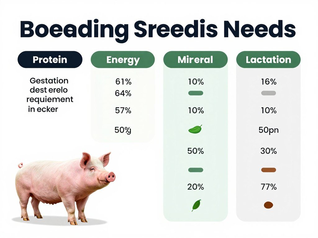 Chart showing nutritional requirements for breeding sows across different reproductive stages