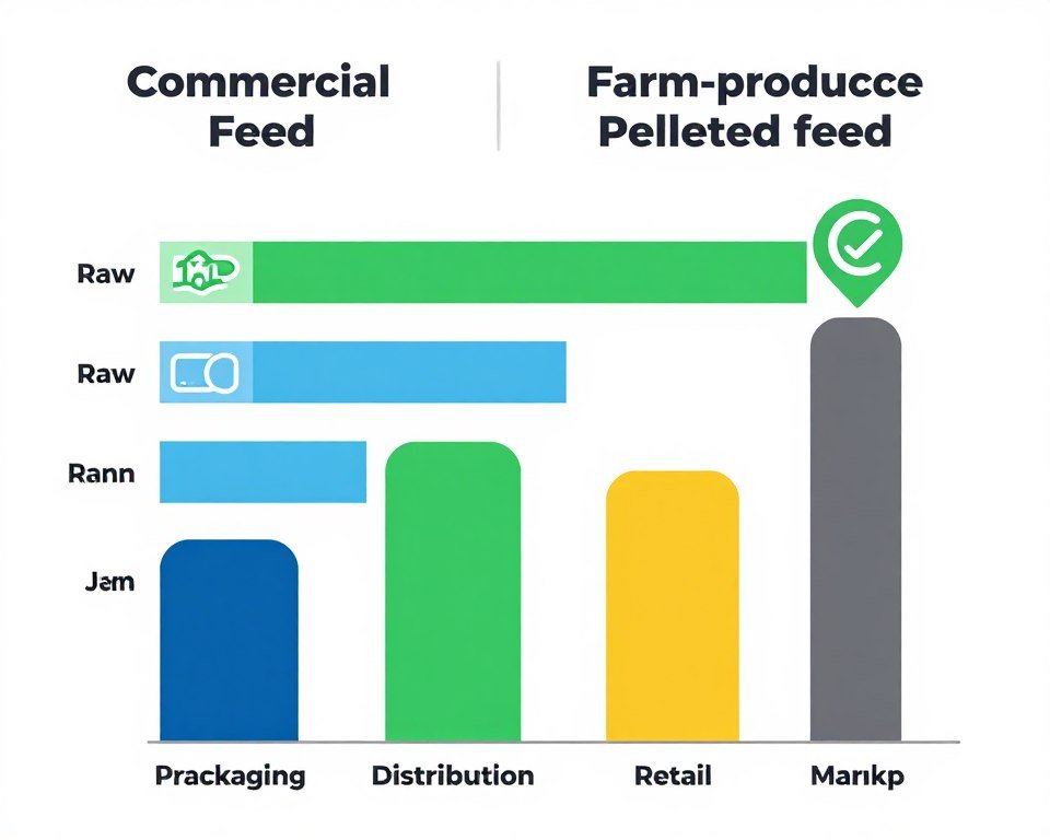 Cost comparison chart showing savings from on-farm feed production