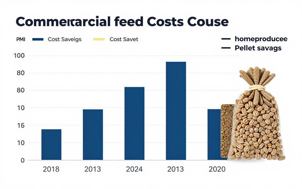 Cost comparison graph between commercial and home-produced feed Cost comparison graph between commercial and home-produced feed
