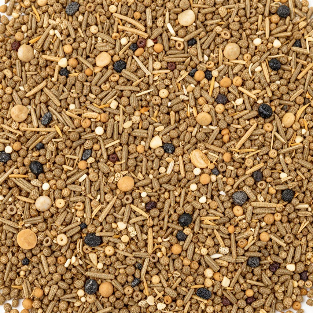 Crumbled feed pellets for young chickens and quail