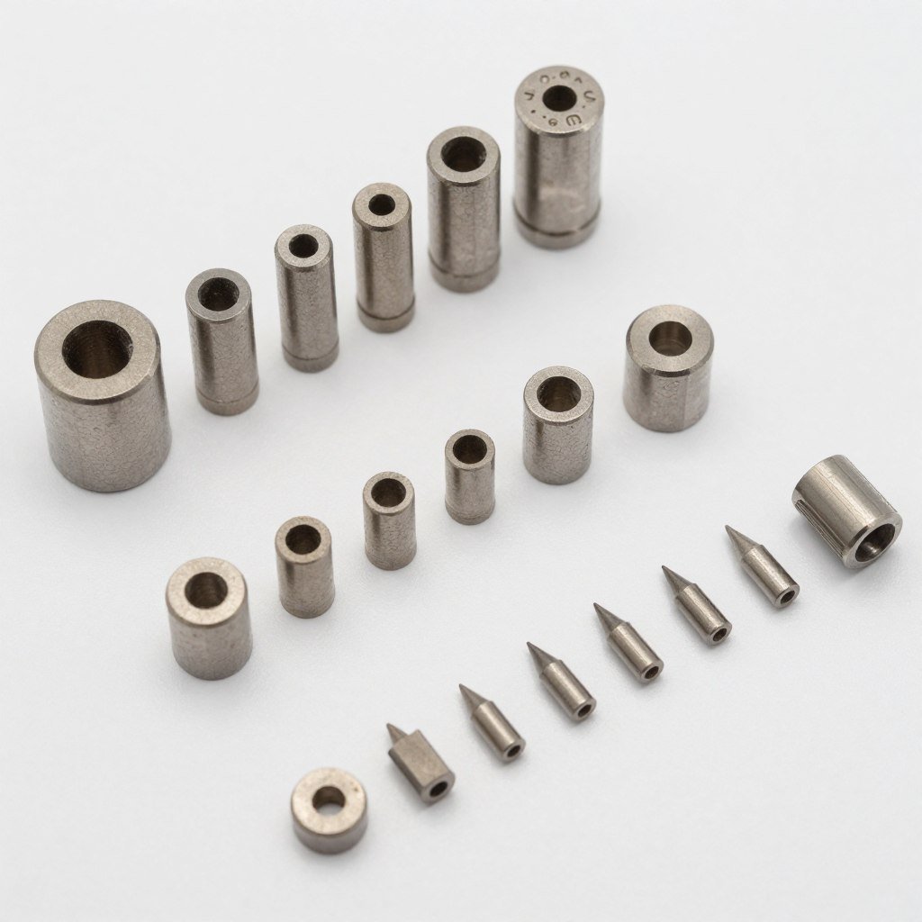 Different pellet dies showing various hole sizes Different pellet dies showing various hole sizes