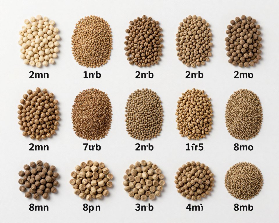 Different pellet sizes arranged for comparison Different pellet sizes arranged for comparison