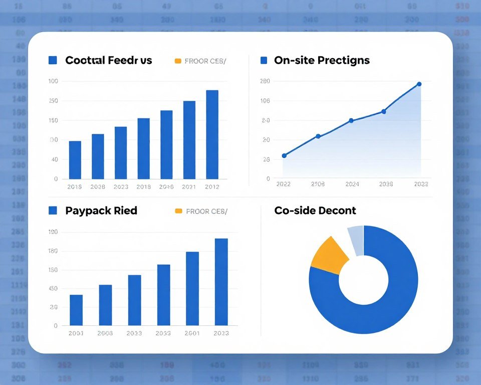 Financial analysis charts showing feed cost savings from pellet production