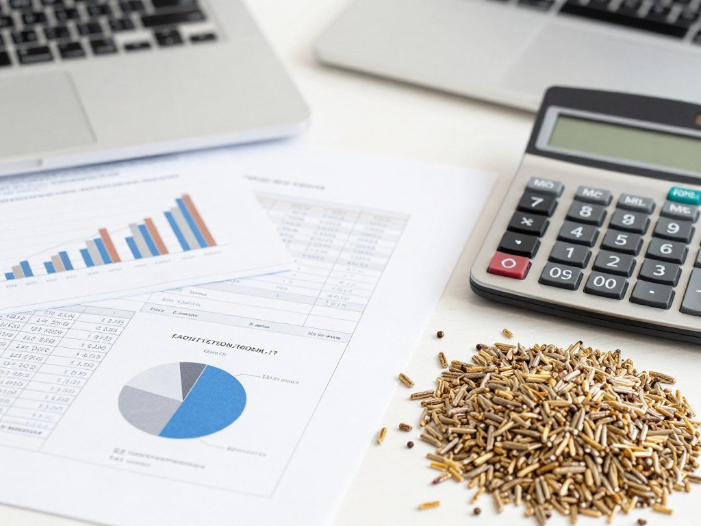Financial calculator and charts showing feed pellet machine return on investment Financial calculator and charts showing feed pellet machine return on investment