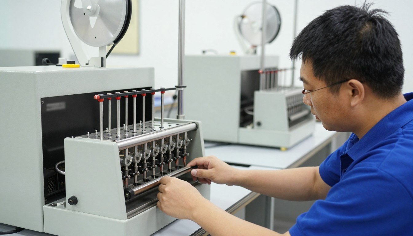 Operator training session on pellet machine Operator training session on pellet machine