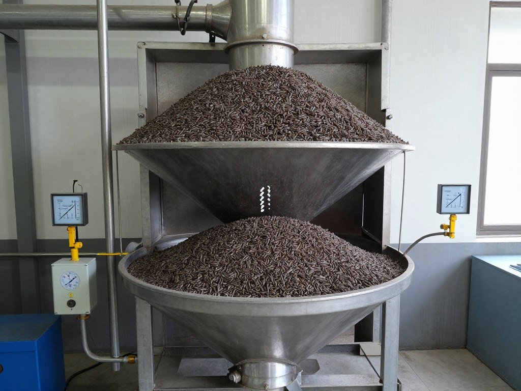 Pellet cooling system with pellets being cooled Pellet cooling system with pellets being cooled