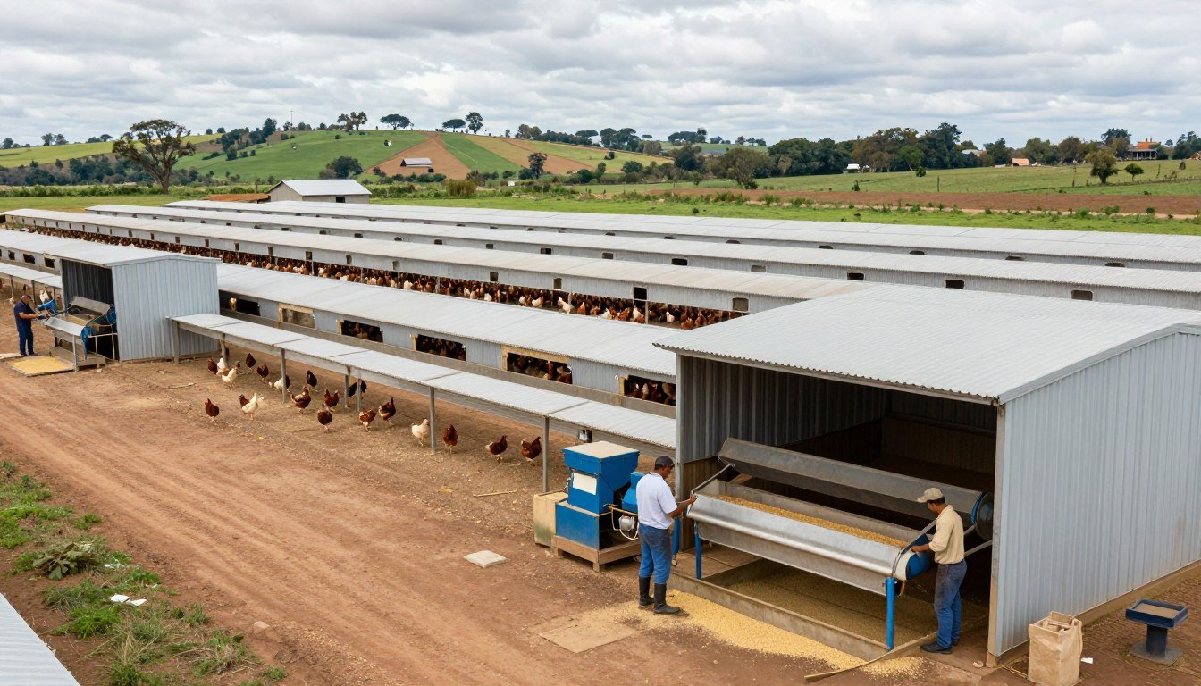 Poultry farm in Mpumalanga with MAIKONG feed pellet machine installation