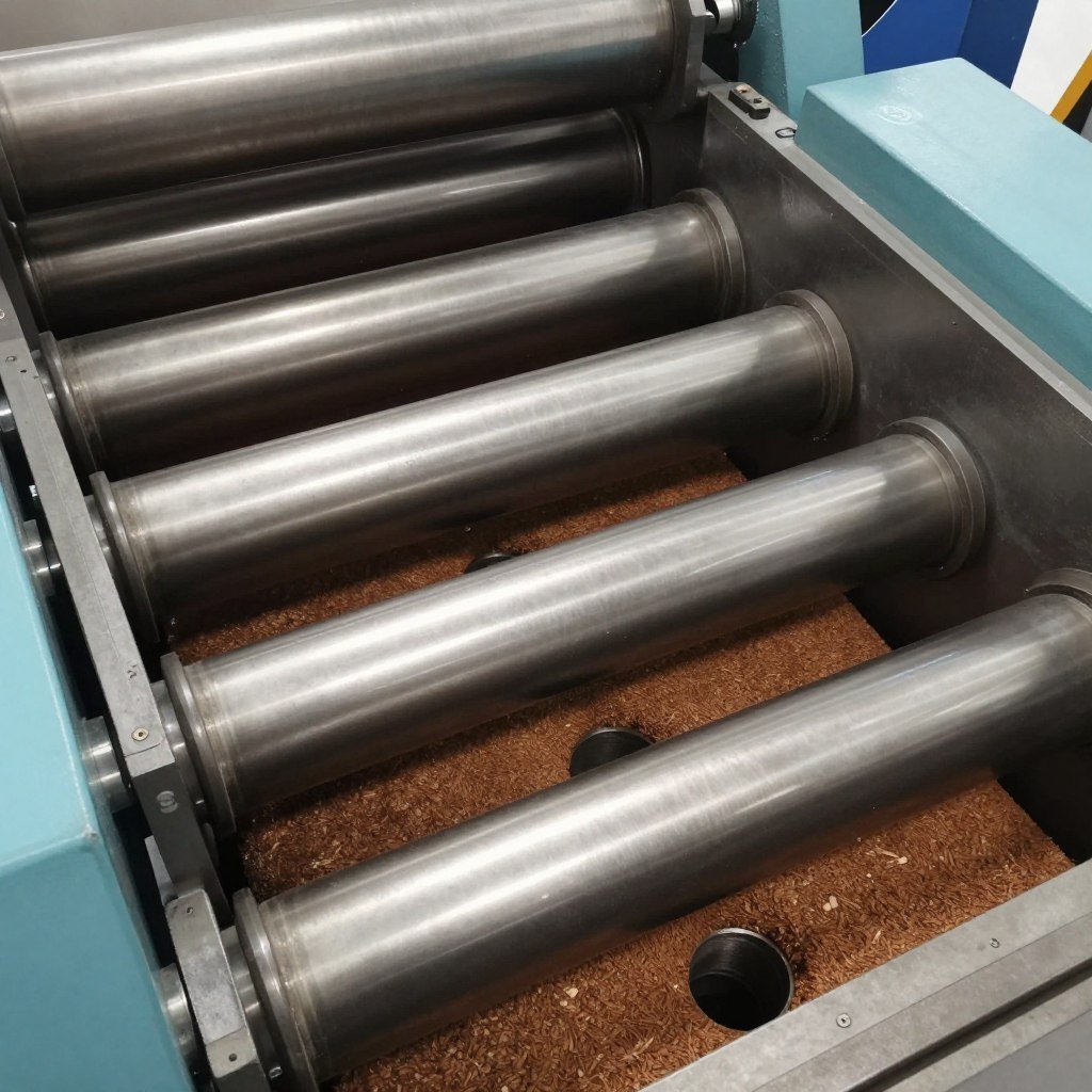 Roller assembly pressing material through die holes