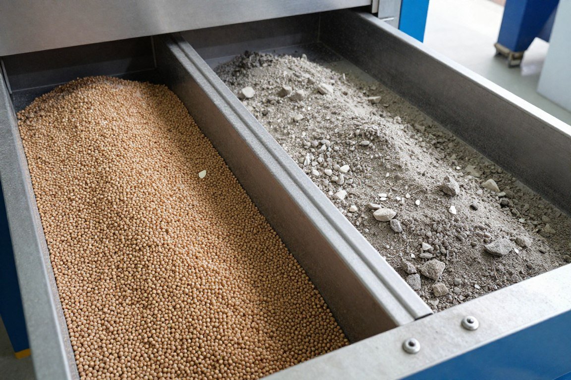 Screening system separating good pellets from fines Screening system separating good pellets from fines
