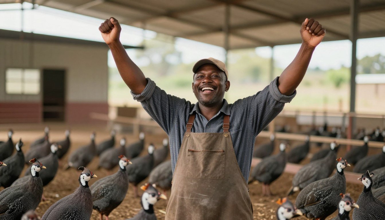 Successful quail farmer with thriving operation Successful quail farmer with thriving operation