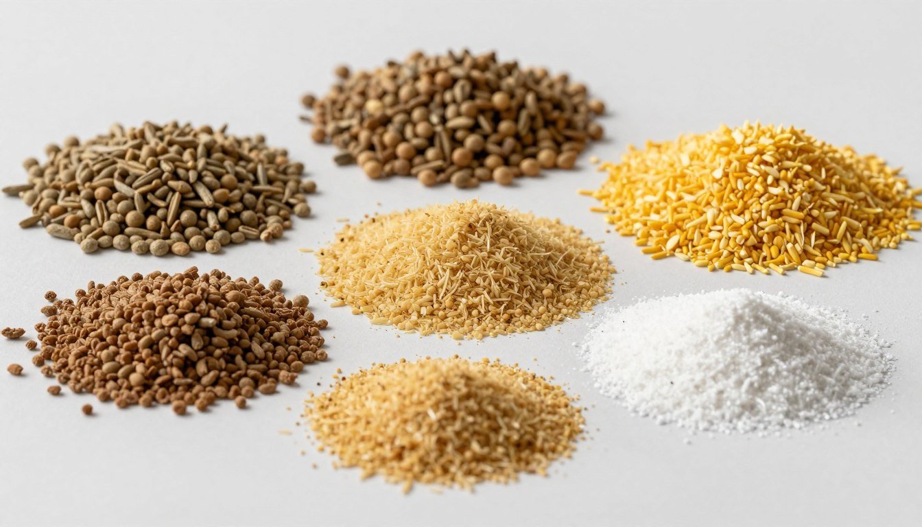 Various feed ingredients for calf starter pellet production Various feed ingredients for calf starter pellet production