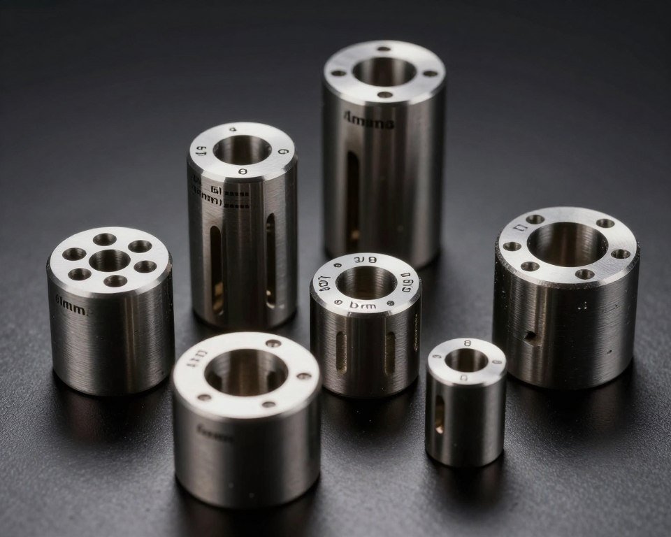 Various pellet mill dies showing different hole patterns and sizes