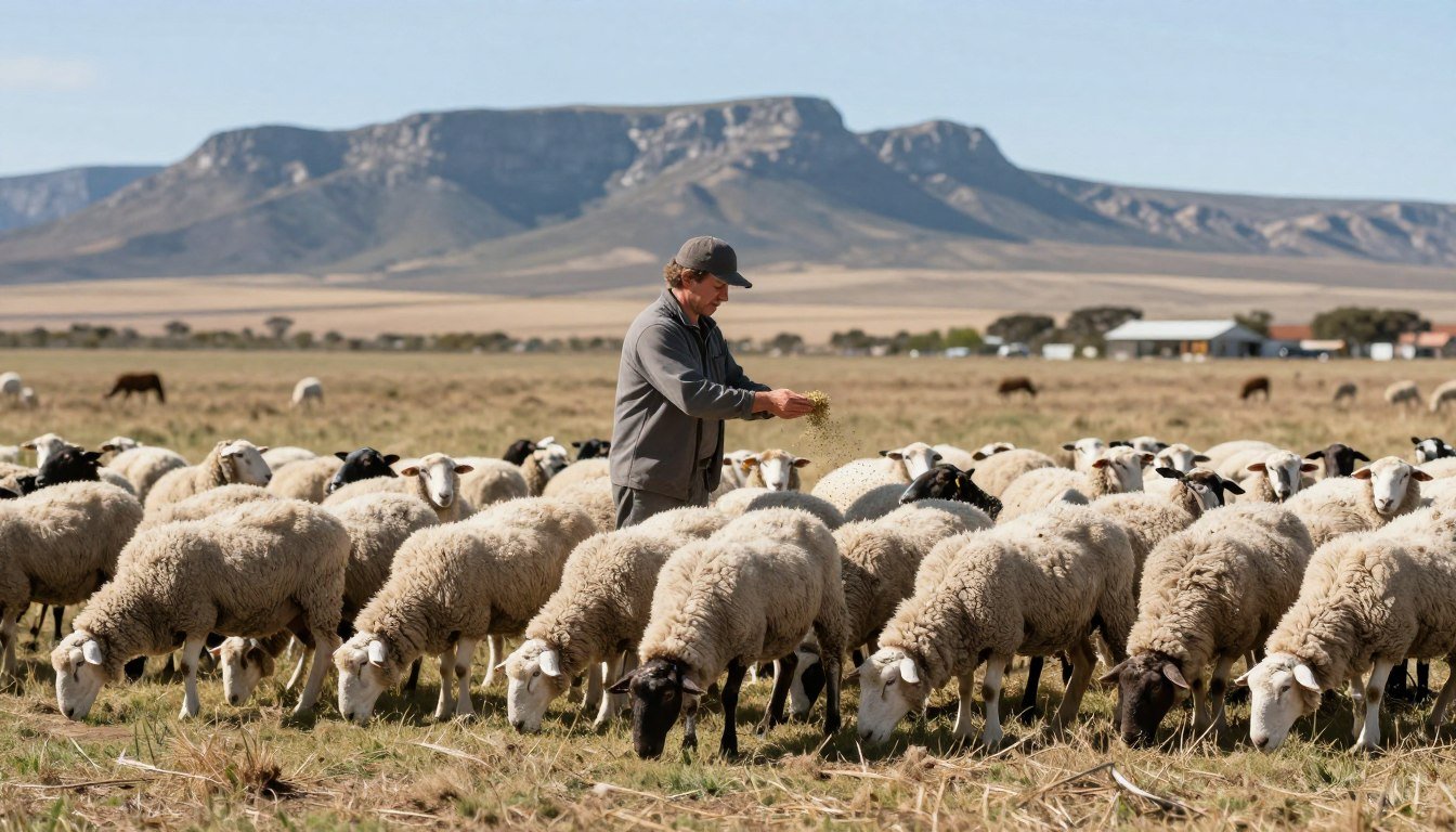 Western Cape sheep farm using pelleted lucerne feed