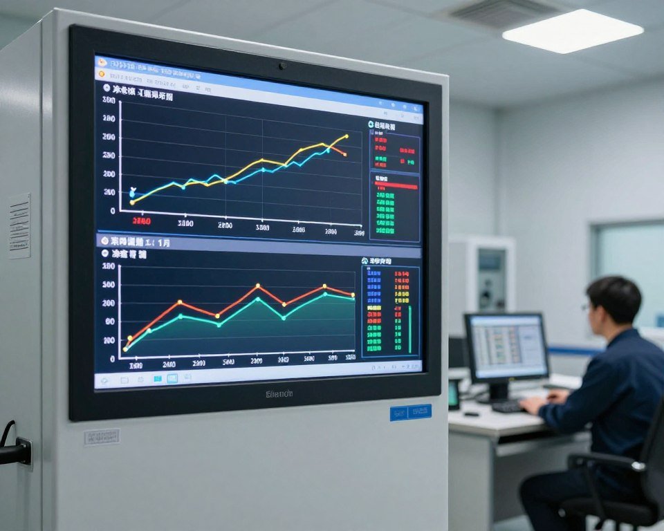 Digital energy monitoring system display showing real-time power consumption on pelletizer production line