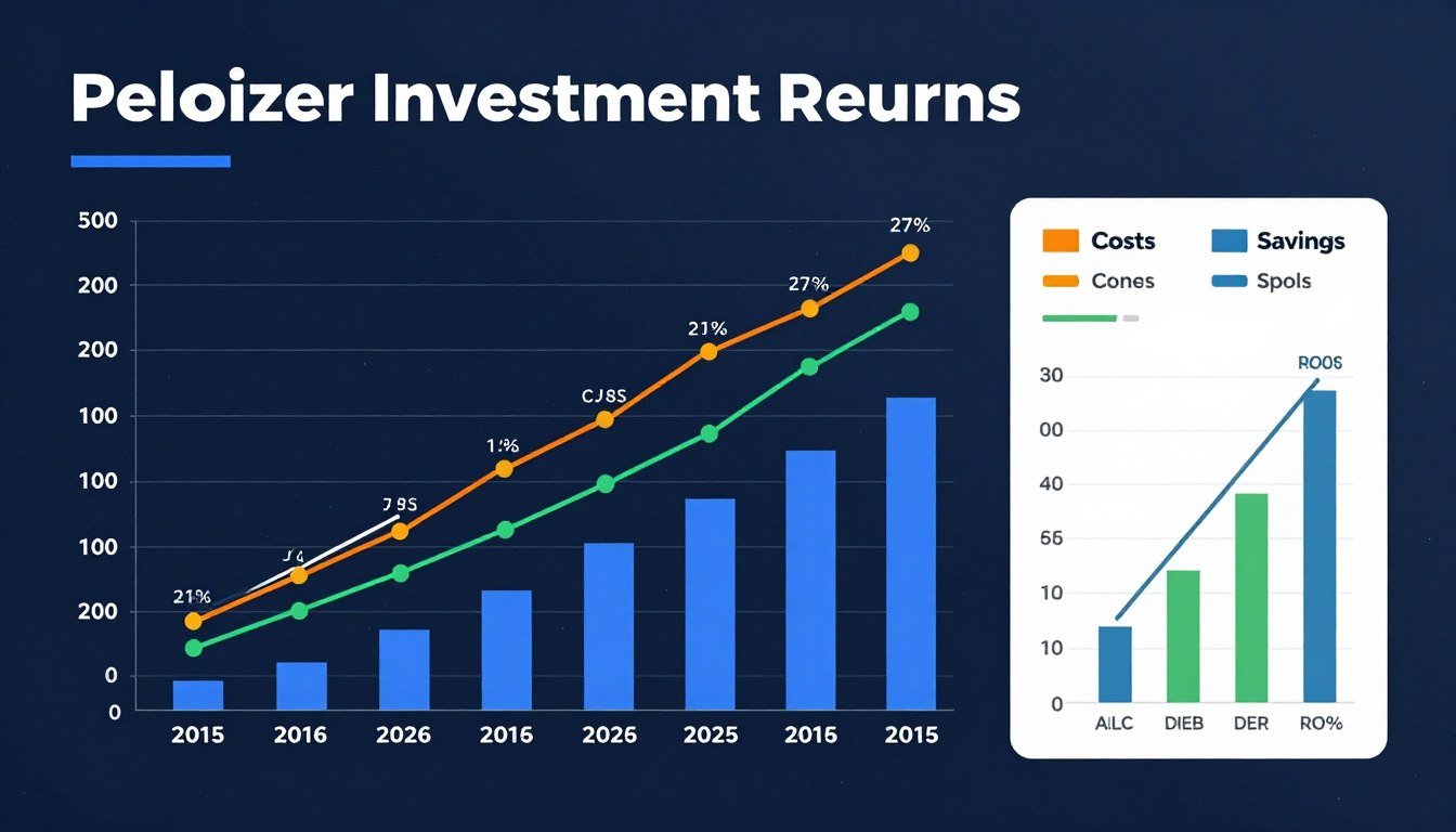 Financial chart showing pelletizer investment payback period and ROI projections over five years