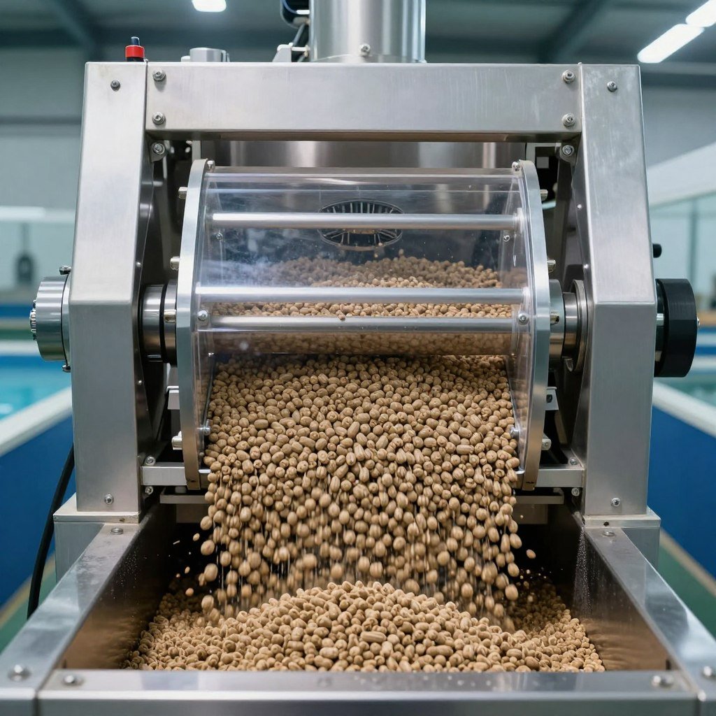 Fish feed extruder machine producing floating pellets