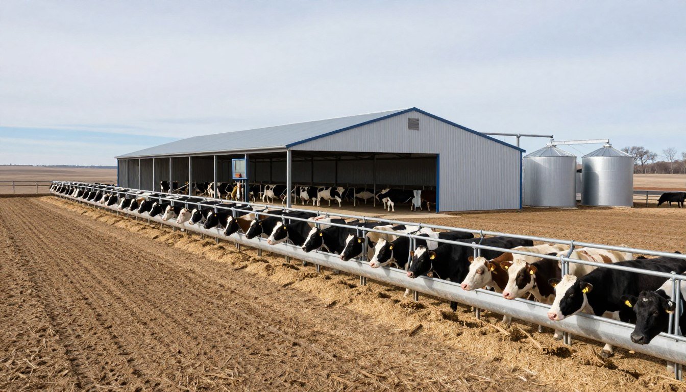 North West beef ranch with pellet storage building and feeding systems North West beef ranch with pellet storage building and feeding systems