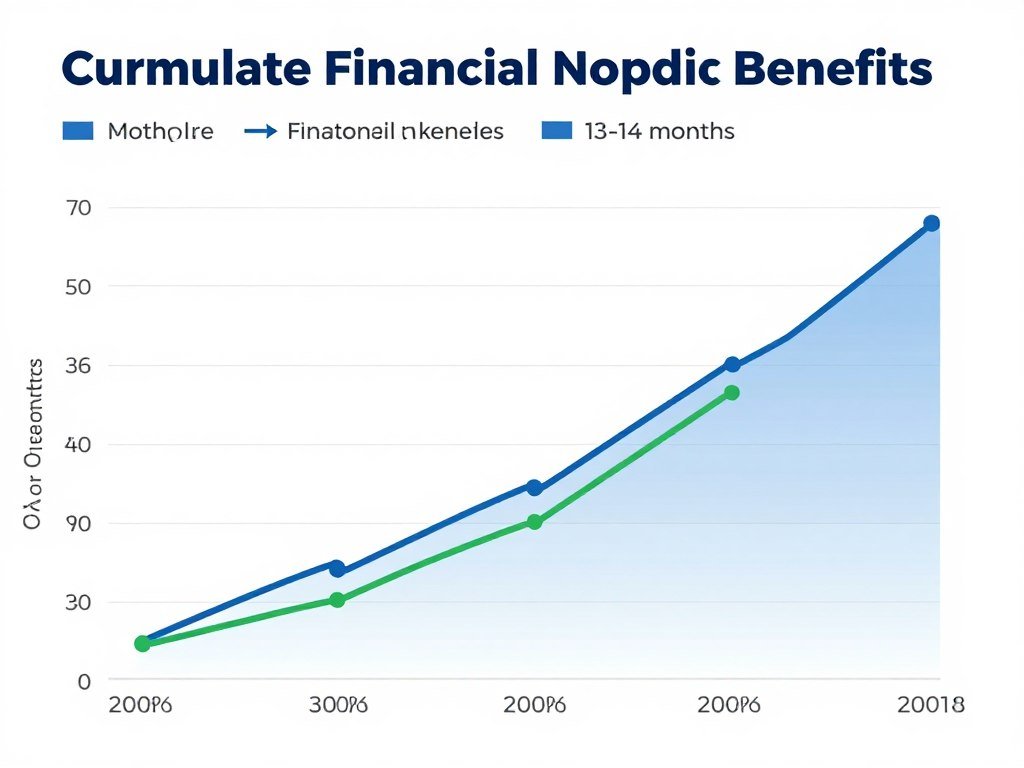 ROI timeline chart showing payback period and cumulative benefits over time ROI timeline chart showing payback period and cumulative benefits over time